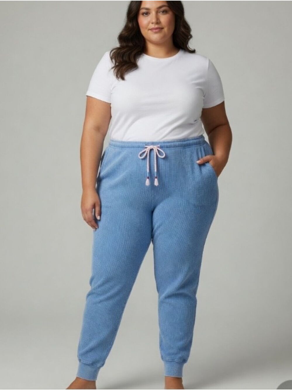 Sunnyside By Sundry BlueMineral Washed Waffle Knit Drawstring Jogger Pants XL